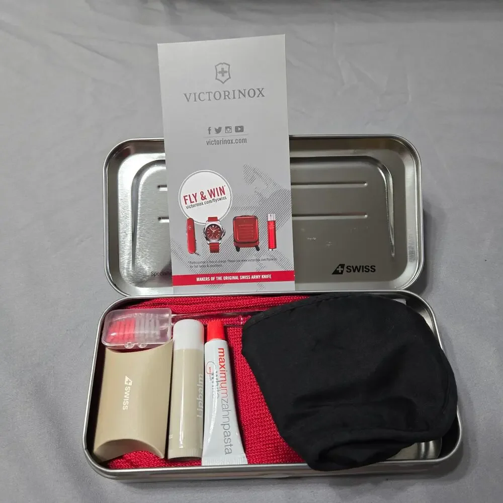Victorinox SWISS International Air Lines Business Class Amenity Kit Metal Tin